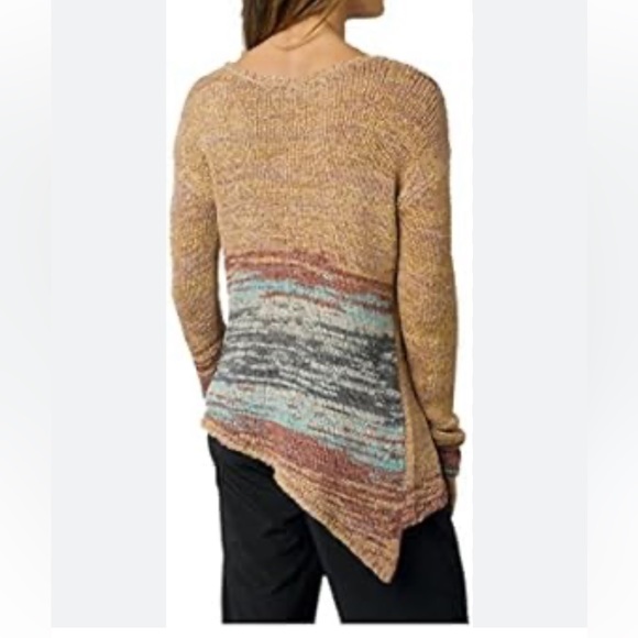 Prana Vignette Asymmetrical V neck Knit Multicolour Sweater Sz L - Picture 2 of 14